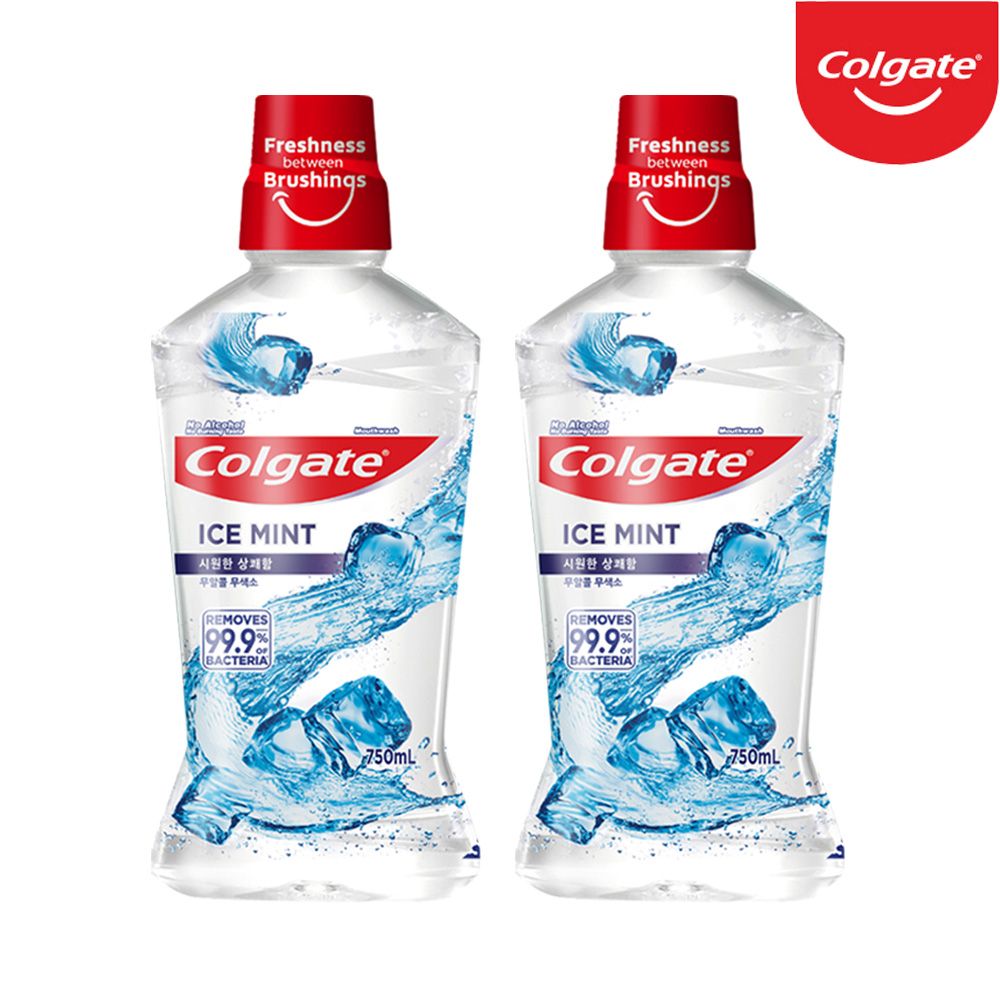 콜게이트 가글 구강청결제 구취 입냄새 제거 마우스워시 아이스민트 750ml 2개