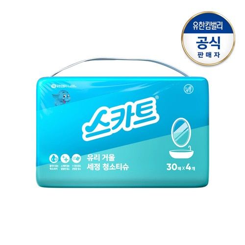 오늘의집 스카트 스카트 유리거울 세정티슈 30매x4팩