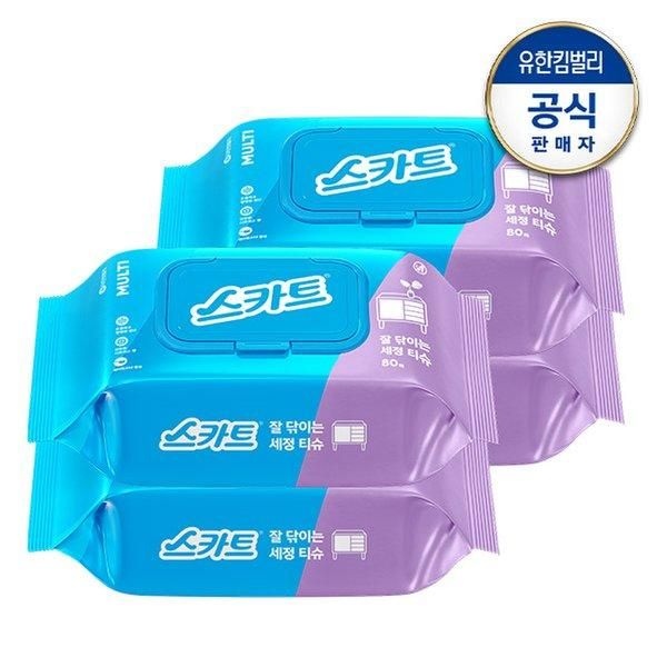 잘닦이는 세정티슈 80매x4팩