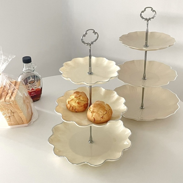 버터 3단트레이 디저트 애프터눈티 다과 플레이팅 3단접시
