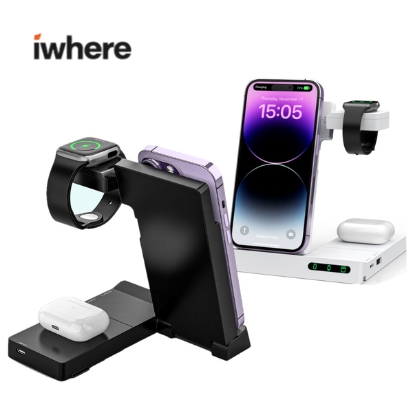 6in1 접이식 고속 무선충전기 스마트폰 갤럭시 워치 애플워치 호환 IQW-6300D