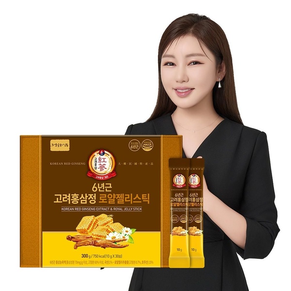 6년근 고려홍삼정 로얄젤리스틱 1박스 30포 로얄젤리 홍삼스틱