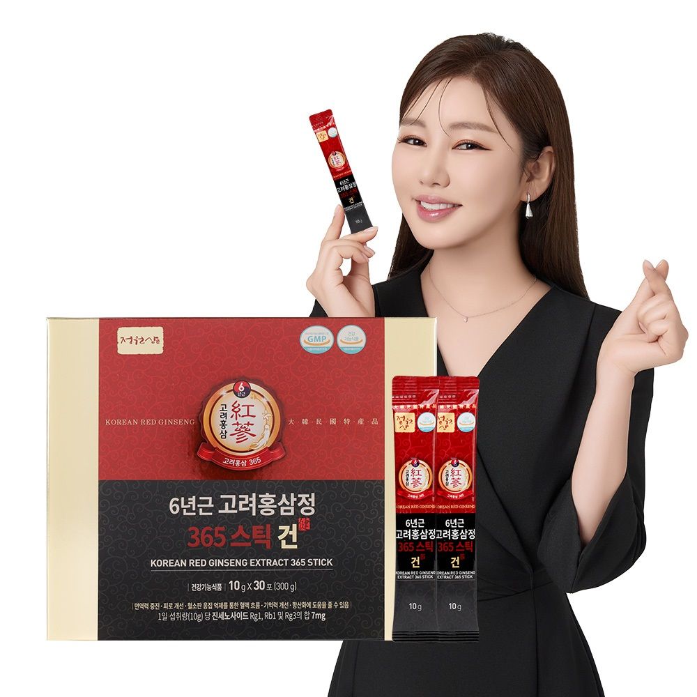 정원삼 6년근 고려홍삼정 365스틱 건 1박스 30포 홍삼스틱 선물세트 쇼핑백 증정