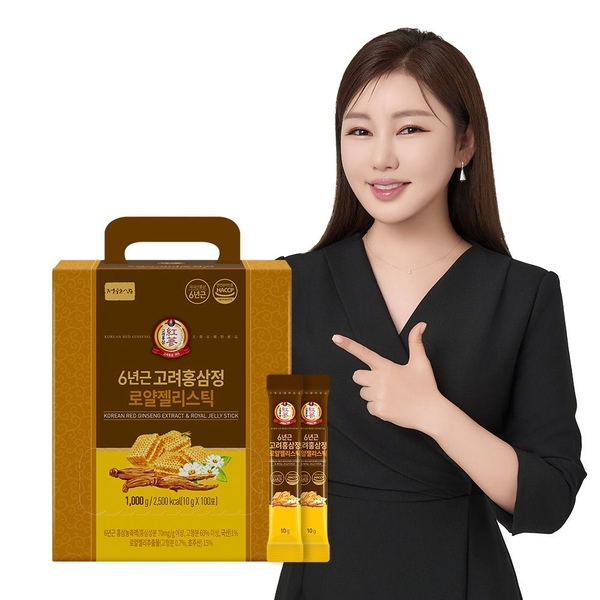 6년근 고려홍삼정 로얄젤리스틱 1박스 100포 로얄젤리 홍삼스틱