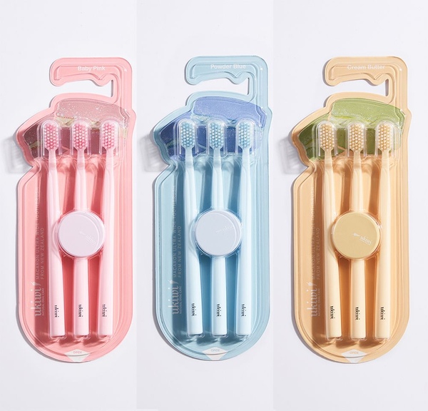 마그네틱 항균 칫솔 3pcs 리필세트(베이비핑크/파우더블루/크림버터 3color 택 1)