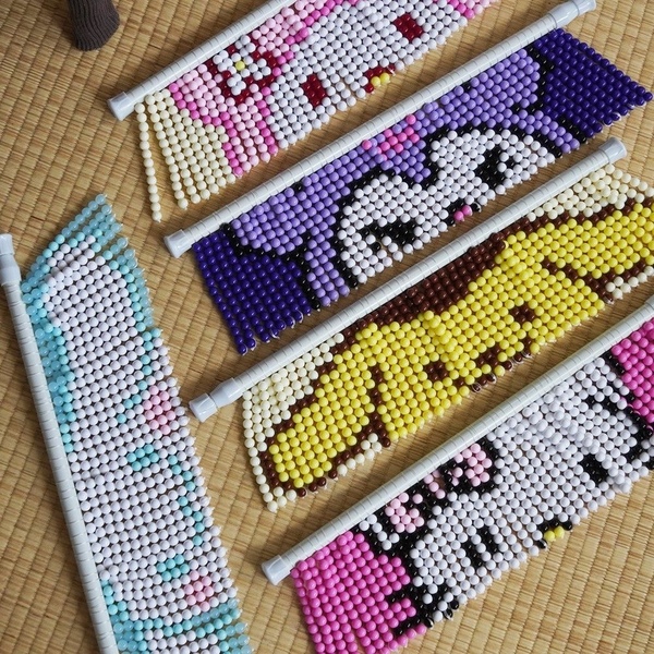 DIY 비즈발 만들기 세트 키트 도안 문발 구슬발 10type 비즈 커튼 발 (노란강아지)