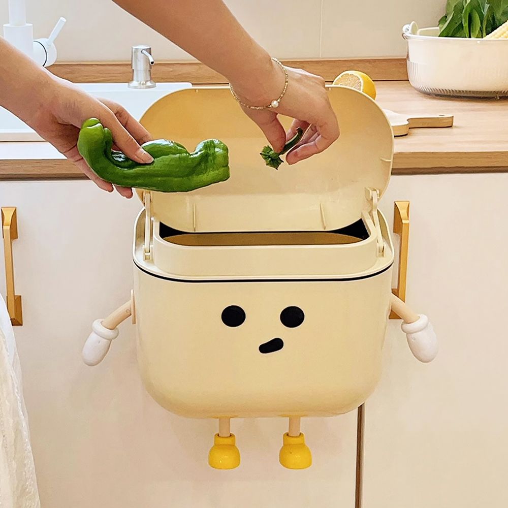 루시아이 조약돌 벽걸이 슬라이딩 쓰레기통 2size 미니쓰레기통 밀폐 소형 주방 걸이형 음쓰 휴지통