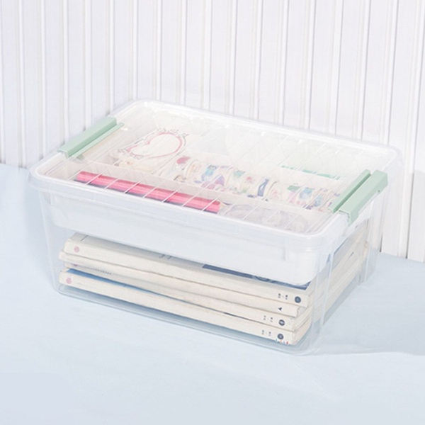 심플리 블럭정리 2단 투명 수납함