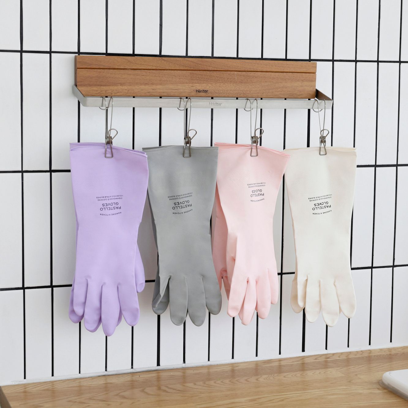 카모메키친 5P세트 파스텔로 니트릴 고무장갑 4컬러 (S/M/L)