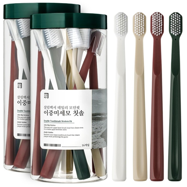 데일리 이중 미세모 칫솔 모던핏 32개입 대용량 부드러운 (16개입 2세트)