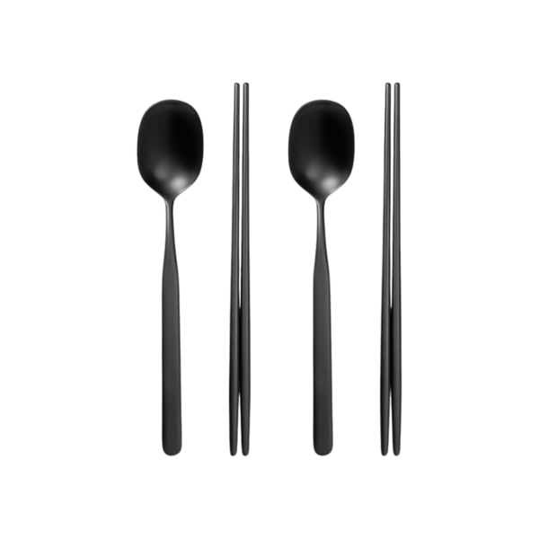 호랑 한식 수저 2인세트 블랙에디션 (숟가락+젓가락)