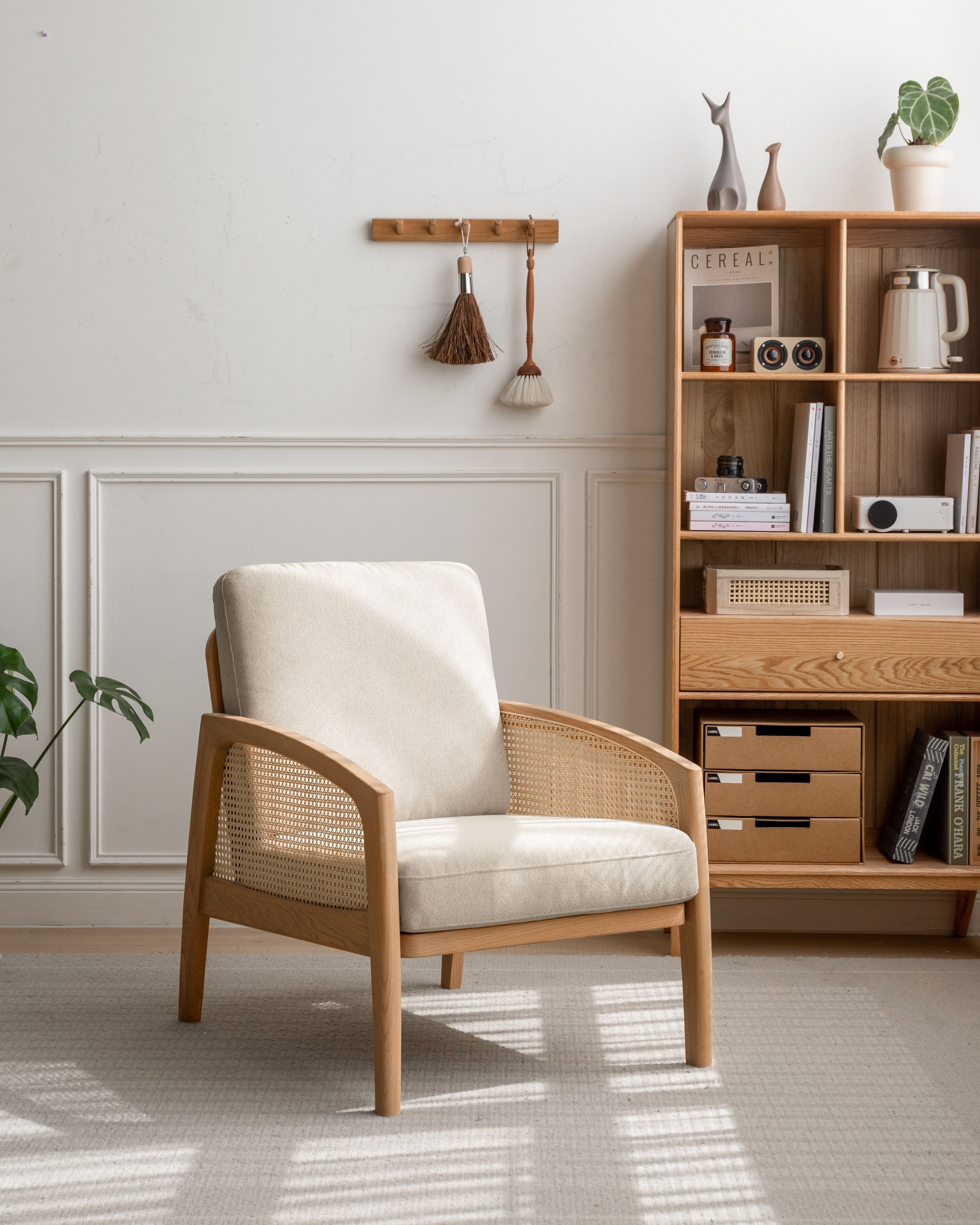 밀리아 케인 오크 원목 1인 소파