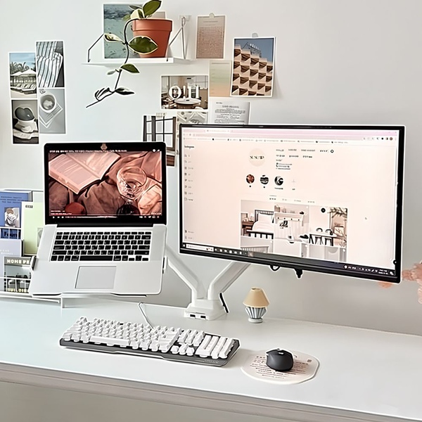 PT 듀얼 모니터암 거치대 화이트/블랙 USB 3.0포트 고품질 가스스프링