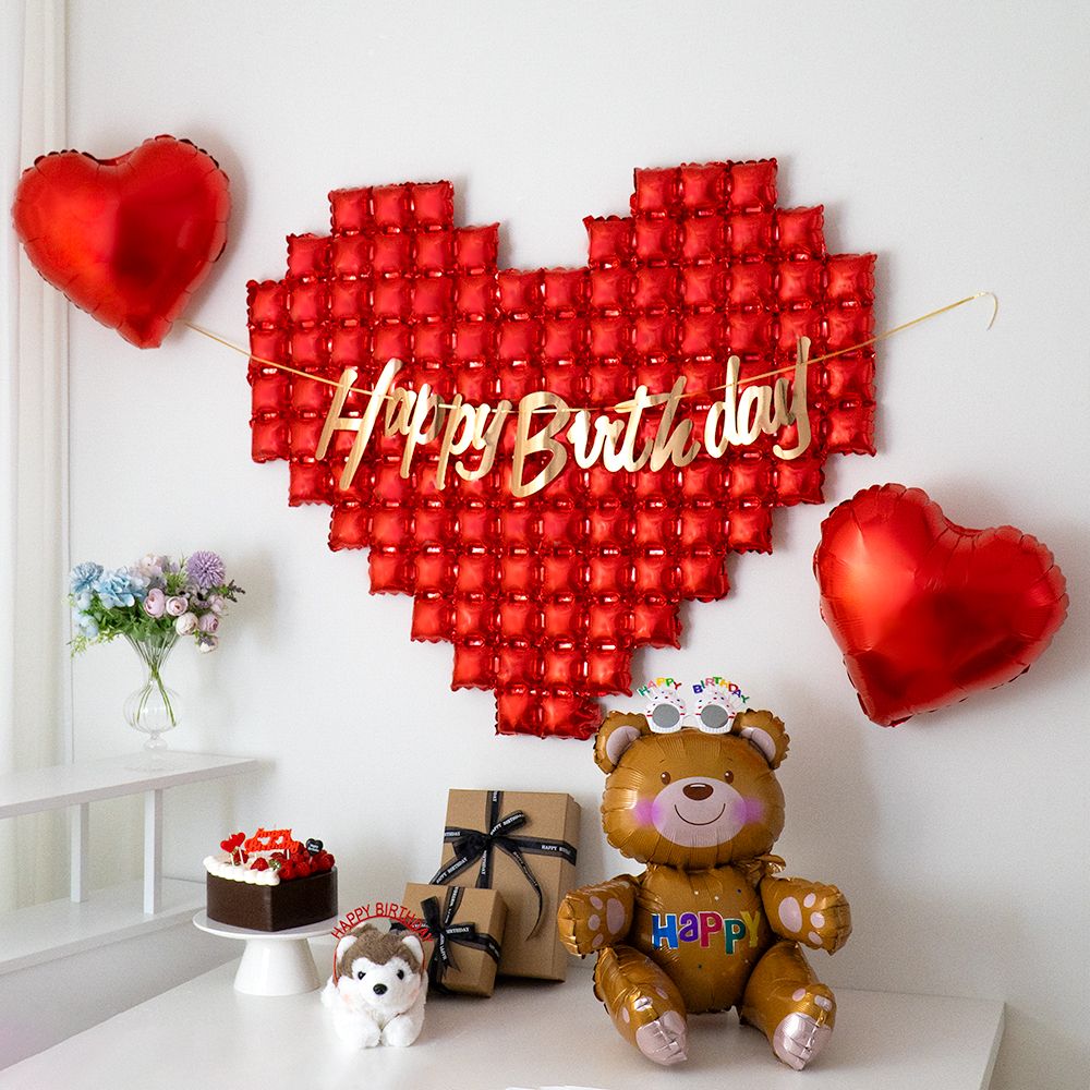 퀸즈하우스 GAM 자이언트 빅하트 러브하트 곰돌이 풍선 생일파티