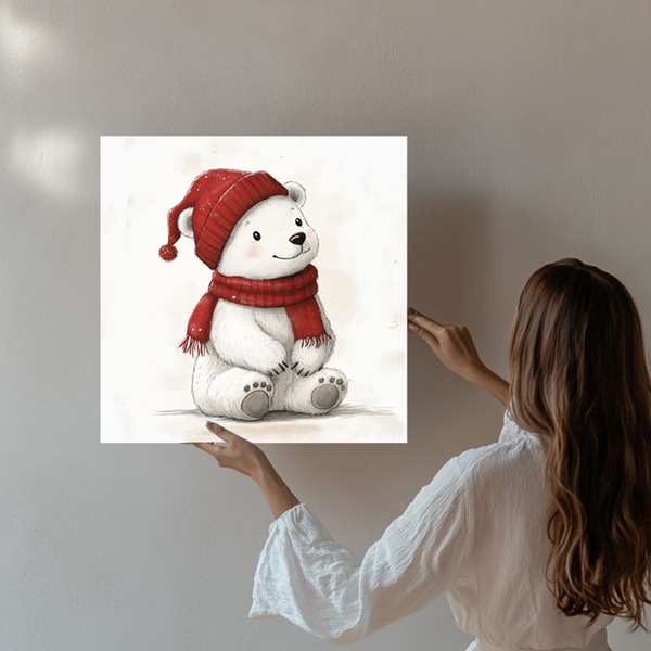 겨울 곰 그림 캔버스액자 크리스마스 성탄절 아이방 거실 카페 동물 벽 인테리어 액자