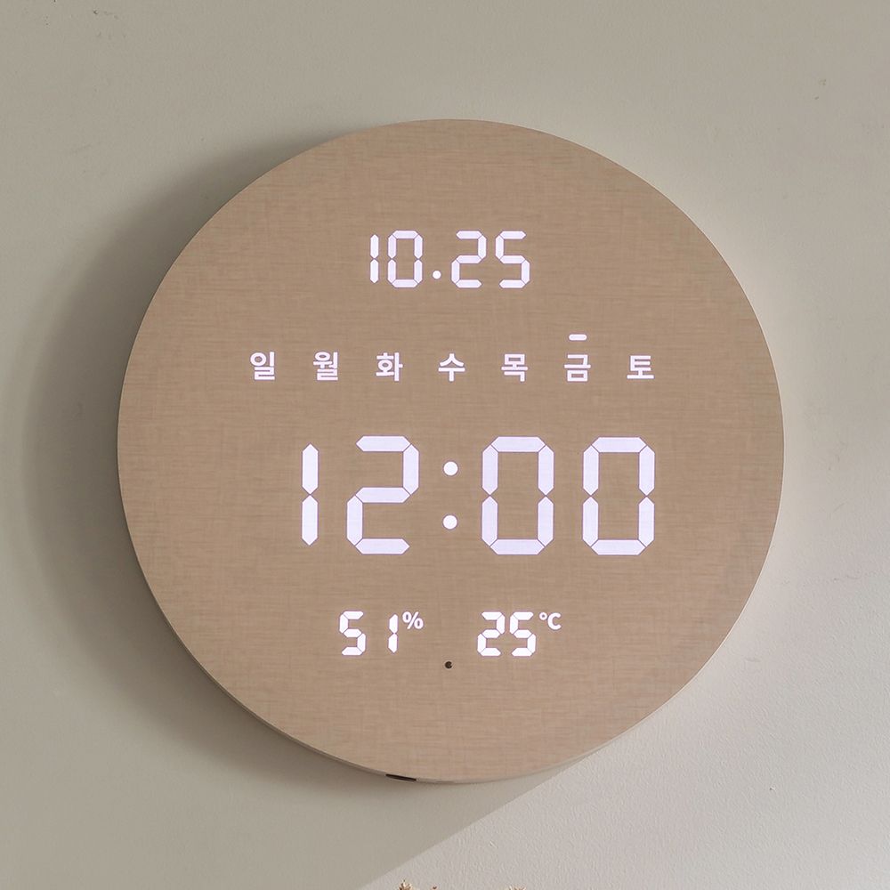 플라이토 무선 루나 데이 온습도 LED 벽시계 29cm / 포토사은품