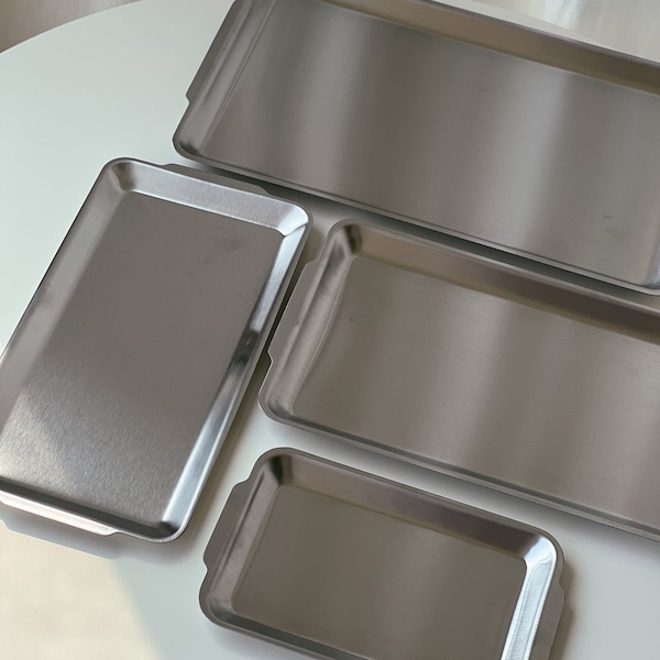 스텐 직사각 카페 주방 손잡이 쟁반 4size