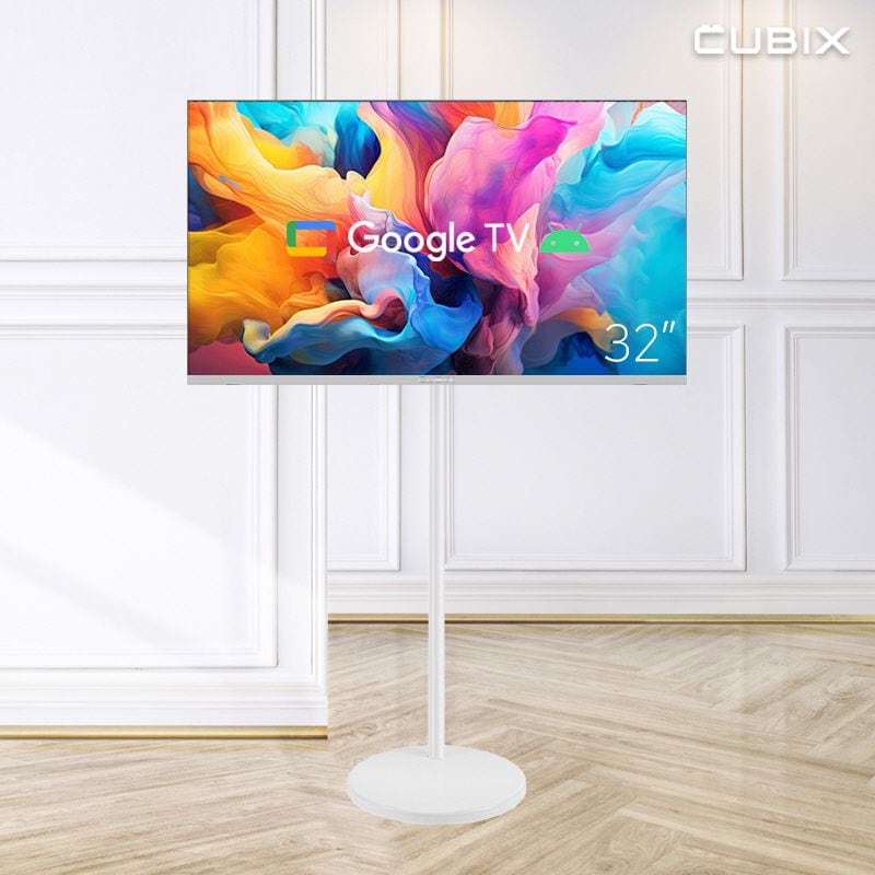 오늘의집 큐빅스전자 무빙큐빅스 화이트에디션 구글 스마트 32인치(81cm) HD TV 삼탠바이미