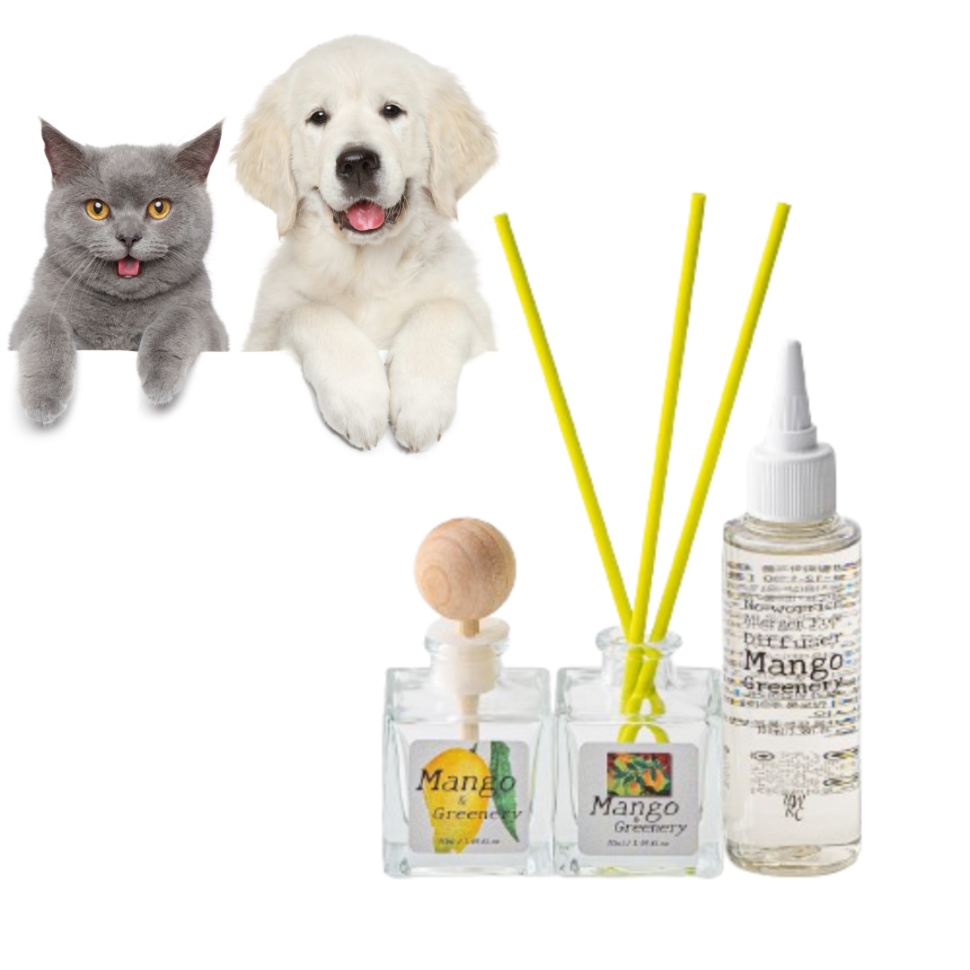 오늘의집 노워리스 반려동물 강아지 고양이 디퓨저 망고앤그리너리 50ml+50ml 차량용 실내 방향제