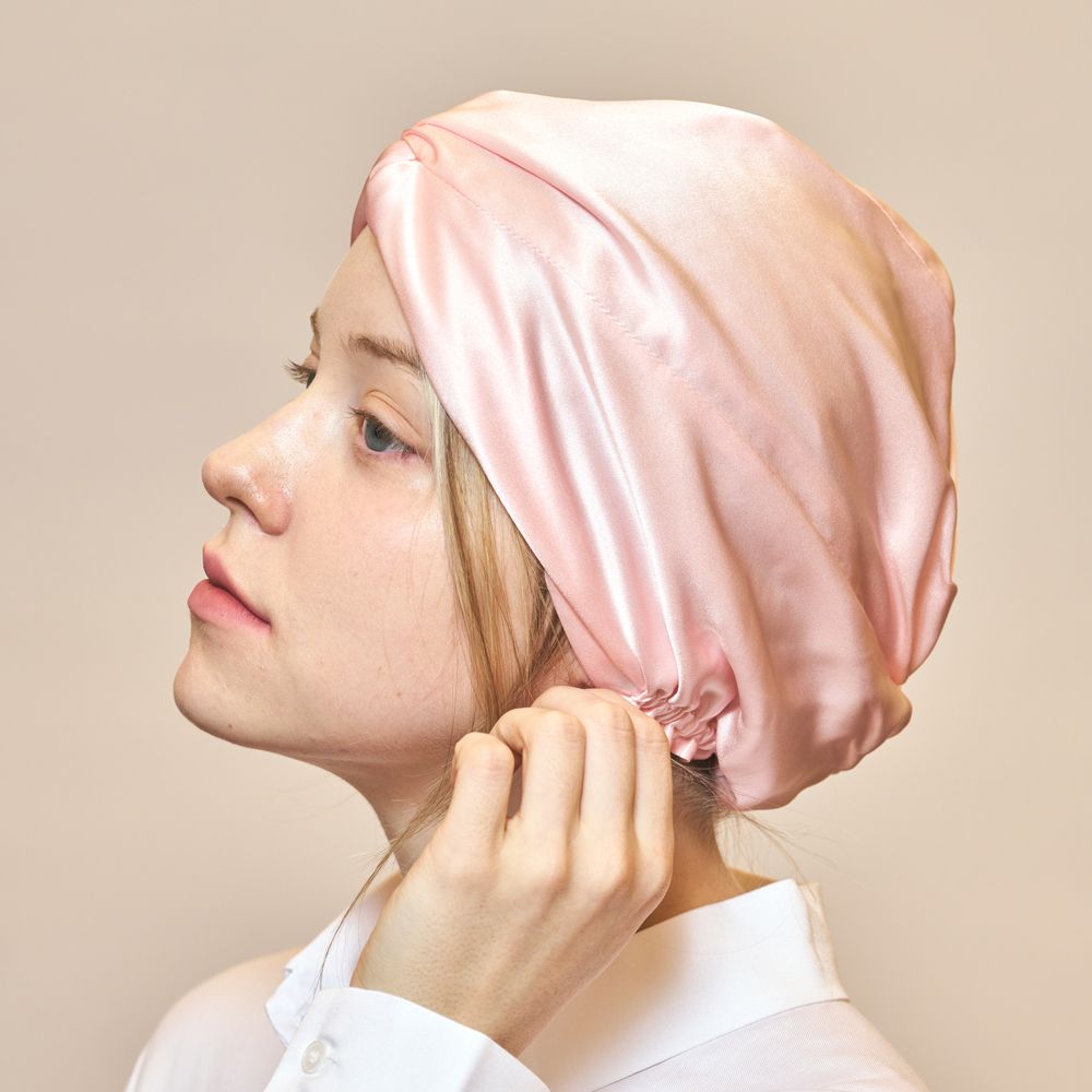 실키아 천연 실크 100% 천연 실크 헤어캡 수면캡 나이트캡 3type 3colors