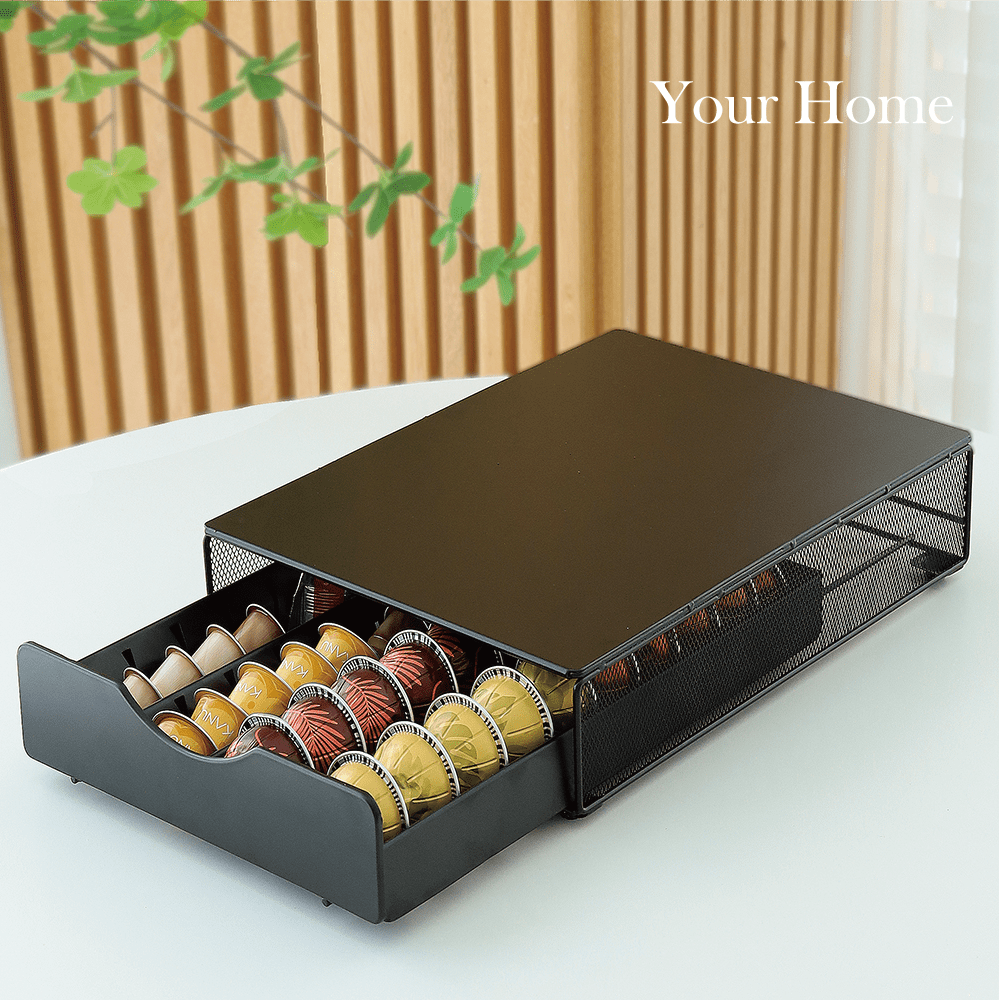 유얼홈 서랍형 커피캡슐보관함 철제서랍 40구 블랙