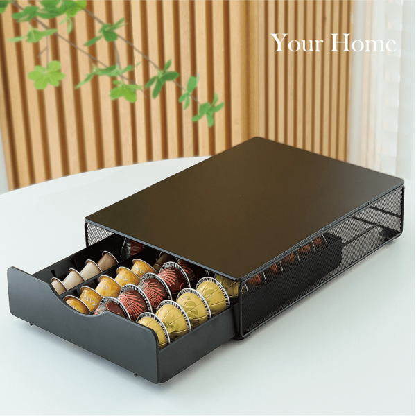 서랍형 커피캡슐보관함 철제서랍 40구 블랙