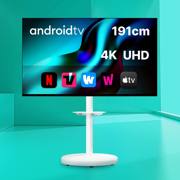 삼탠바이미 190cm(75인치) 스마트 안드로이드 4K UHD TV 화이트 세트 삼텐바이미