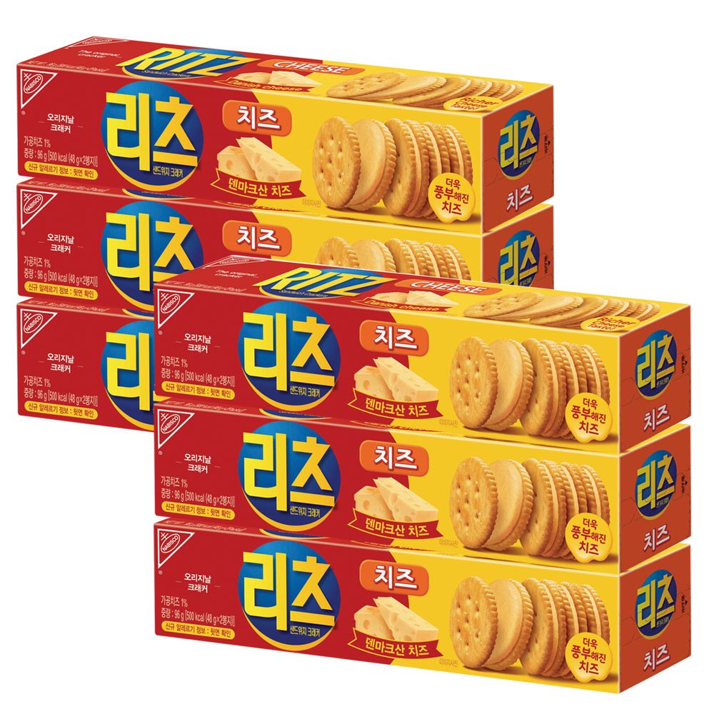 동서식품 리츠 샌드위치 크래커 치즈 96g*6개