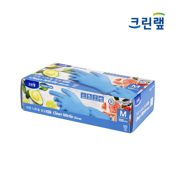 크린 니트릴 장갑 (중) 블루 100매입