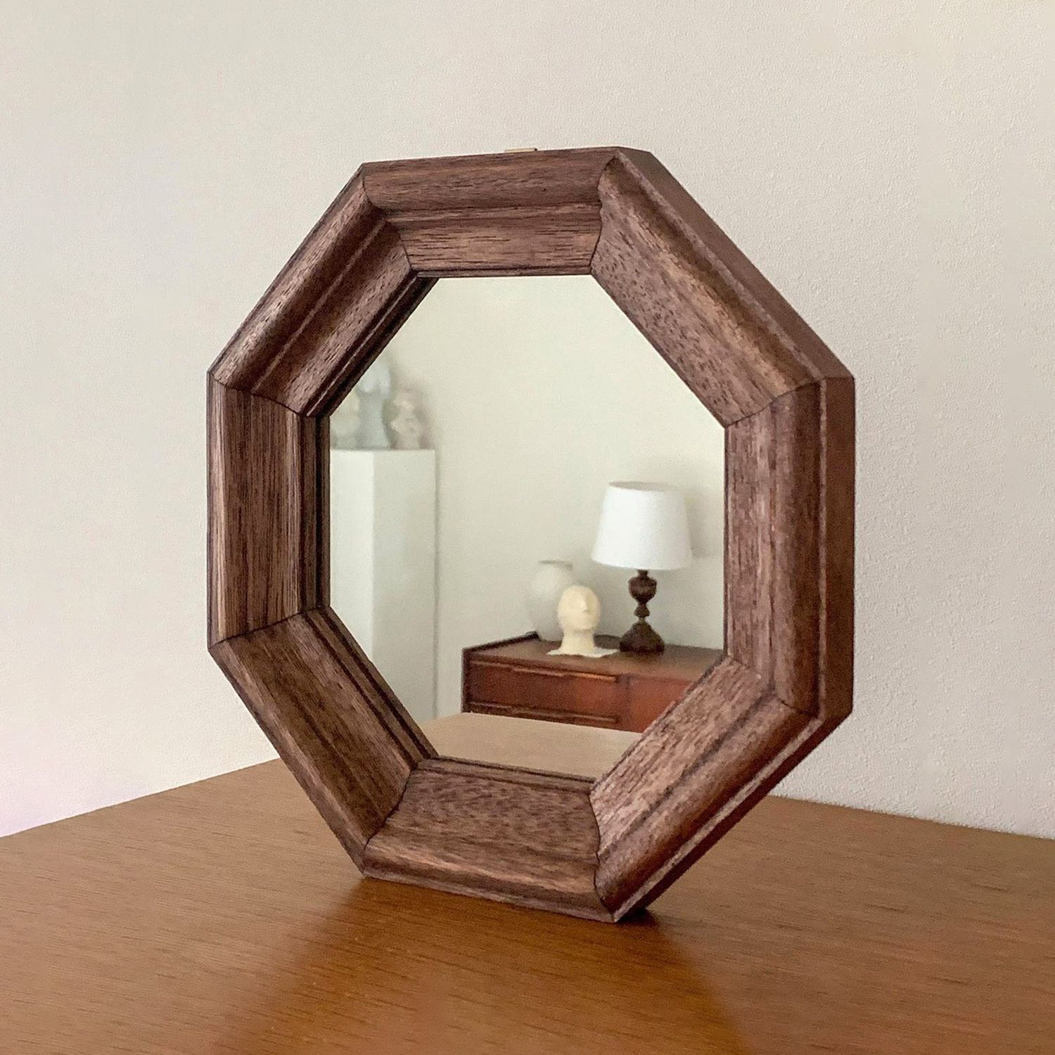 Cloud Salmon 八角形ウォールミラー 25cm ブラウン 幅 25cm 高さ 25cm