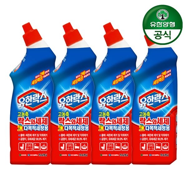 유한락스 고농축 락스와세제 755ml 4개