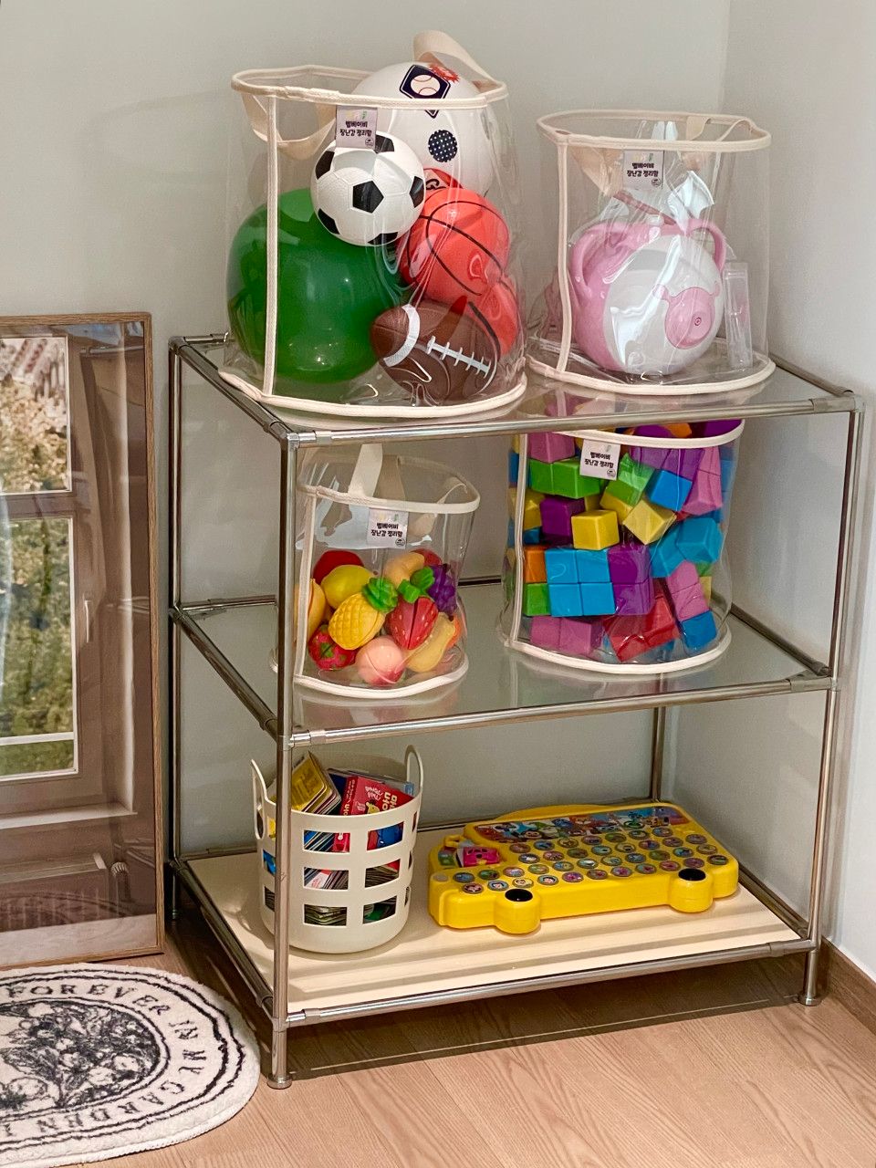 오늘의집 벨베이비 TPU 투명 아기 장난감 정리함 수납장 수납함