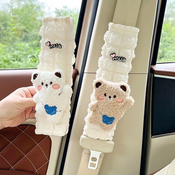곰돌이 안전벨트 커버 차량용 유아 턱쓸림 방지 어린이 뒷자석 임산부 쿠션 자동차