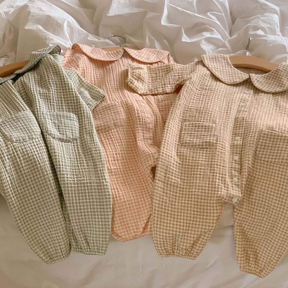 쥬니쥬 Baby. J 데이지 체크 요루면 아기 롬퍼 3color, 2size