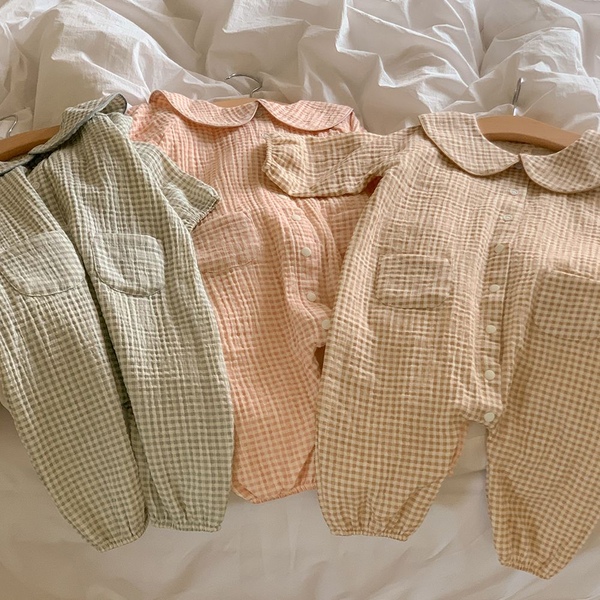 Baby. J 데이지 체크 요루면 아기 롬퍼 3color, 2size