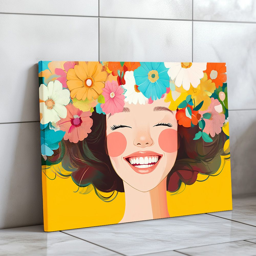 행운미소 그림 캔버스액자 돈 들어오는 꽃 머리 웃는 여성 카페 풍수 인테리어 액자 가격 비교 신원액자랜드 행운미소 그림 캔버스액자 돈 들어오는 꽃 머리 웃는 여성 카페 풍수 인테리어 액자