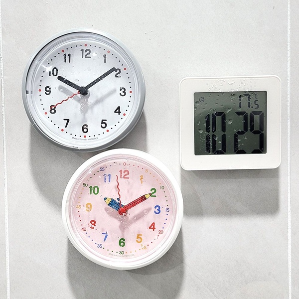 방수 흡착 욕실 디지털 무소음 벽 시계 모음