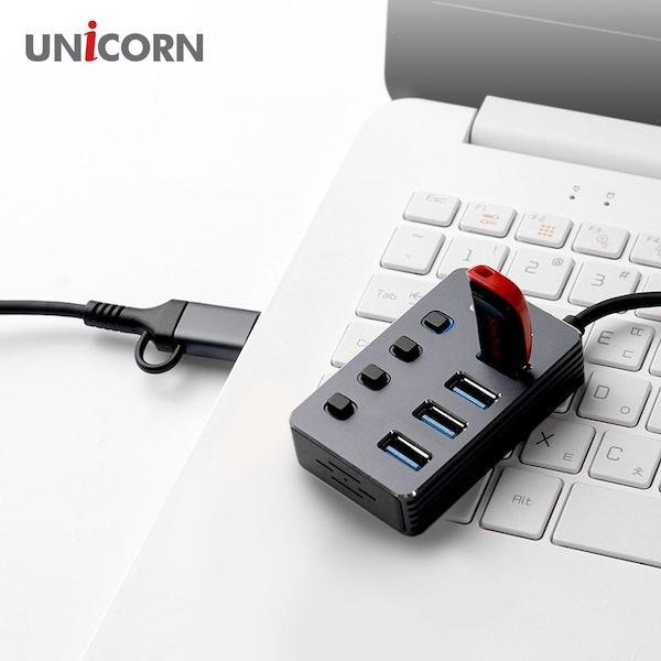 개별스위치 4포트 USB허브 USB3.2 Gen1 케이블길이1.2M NH-400SW