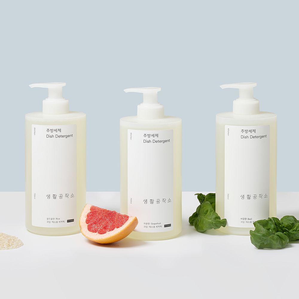 생활공작소 주방세제 750ml x 3입 (자몽/쌀뜨물/바질향)
