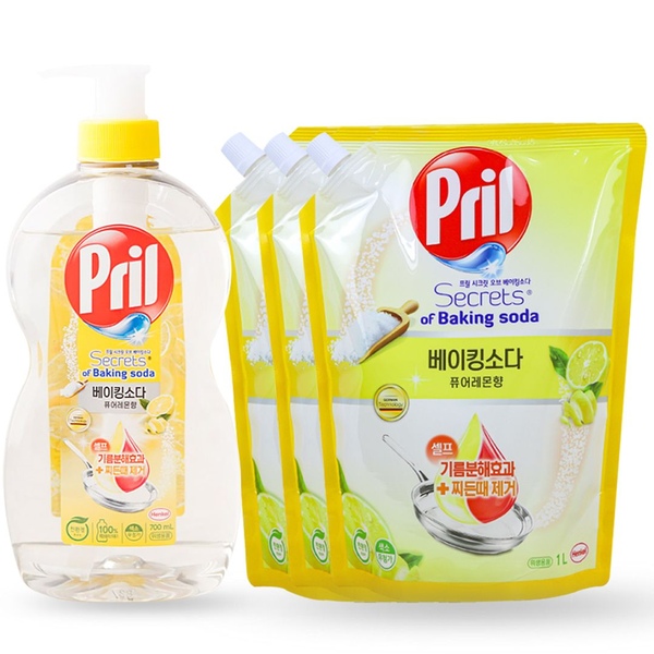 Prill 베이킹소다 퓨어레몬 주방세제 1000ml 리필 x3개