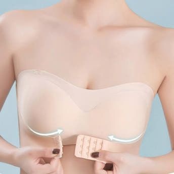 심리스 끈없는 빅사이즈 앞후크 튜브탑 오프숄더브라 웨딩 노와이어