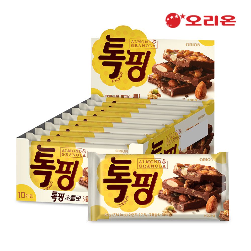 오리온 톡핑 아몬드 그래놀라 1P (43g) x 10개
