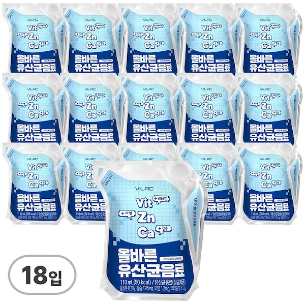 올바른 유산균 음료 110ml*18입