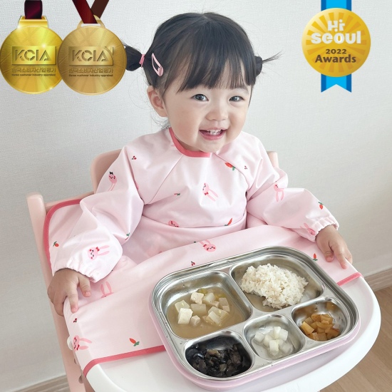 자기주도 턱받이 이유식 아기 식탁일체형 초기 방수 이유식가운 유아