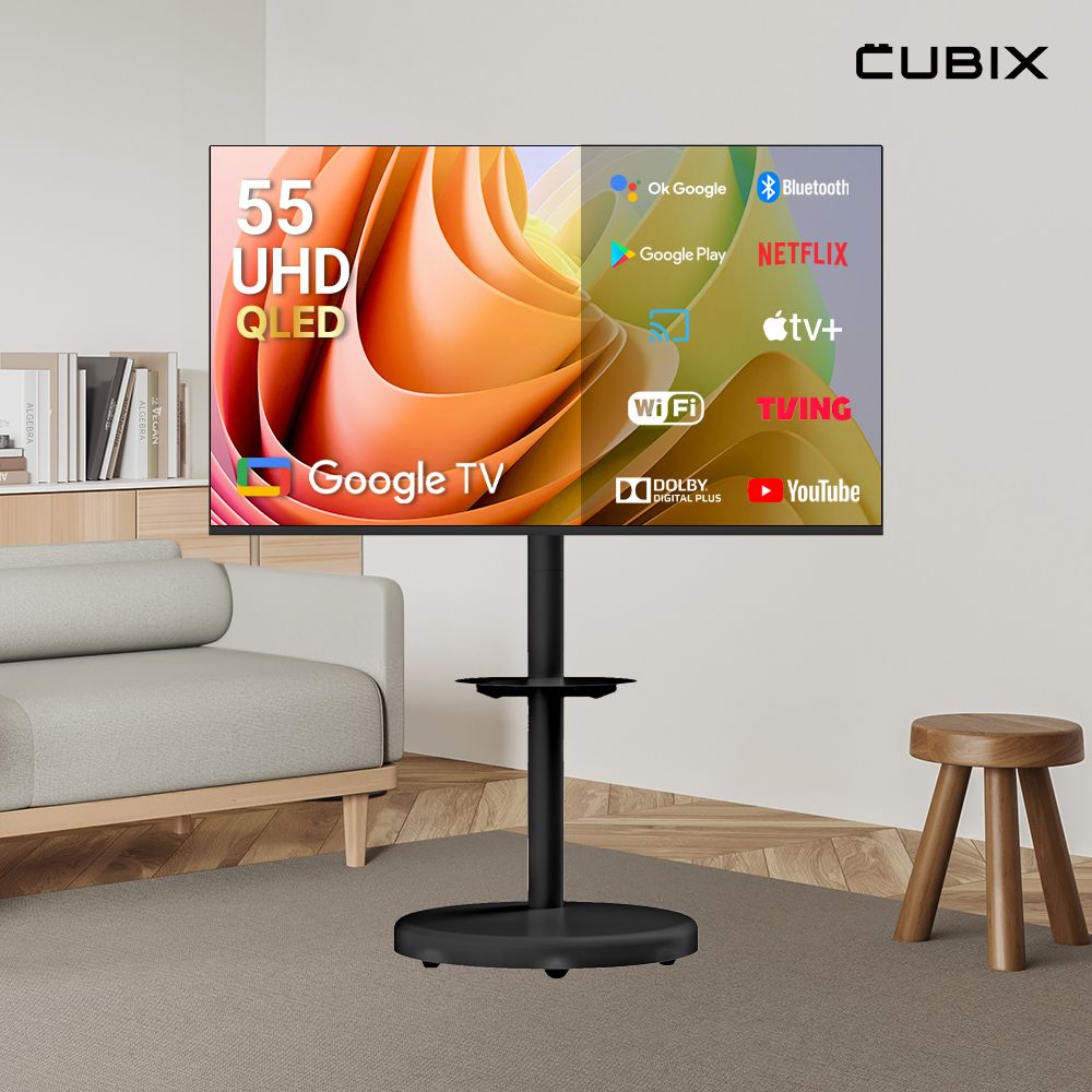 큐빅스전자 무빙큐빅스 블랙에디션 구글스마트 55인치(139cm) 4K UHD QLED TV 삼탠바이미