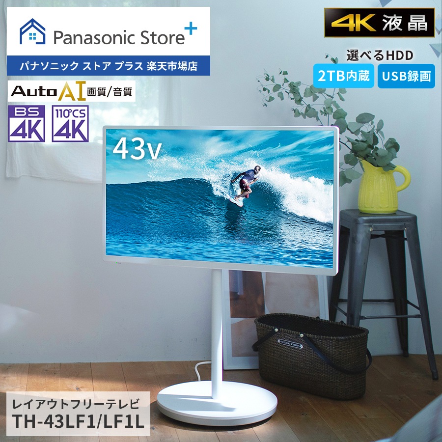 Panasonic レイアウトフリーテレビ ビエラ 選べるHDD(2TB/USB録画) 43V