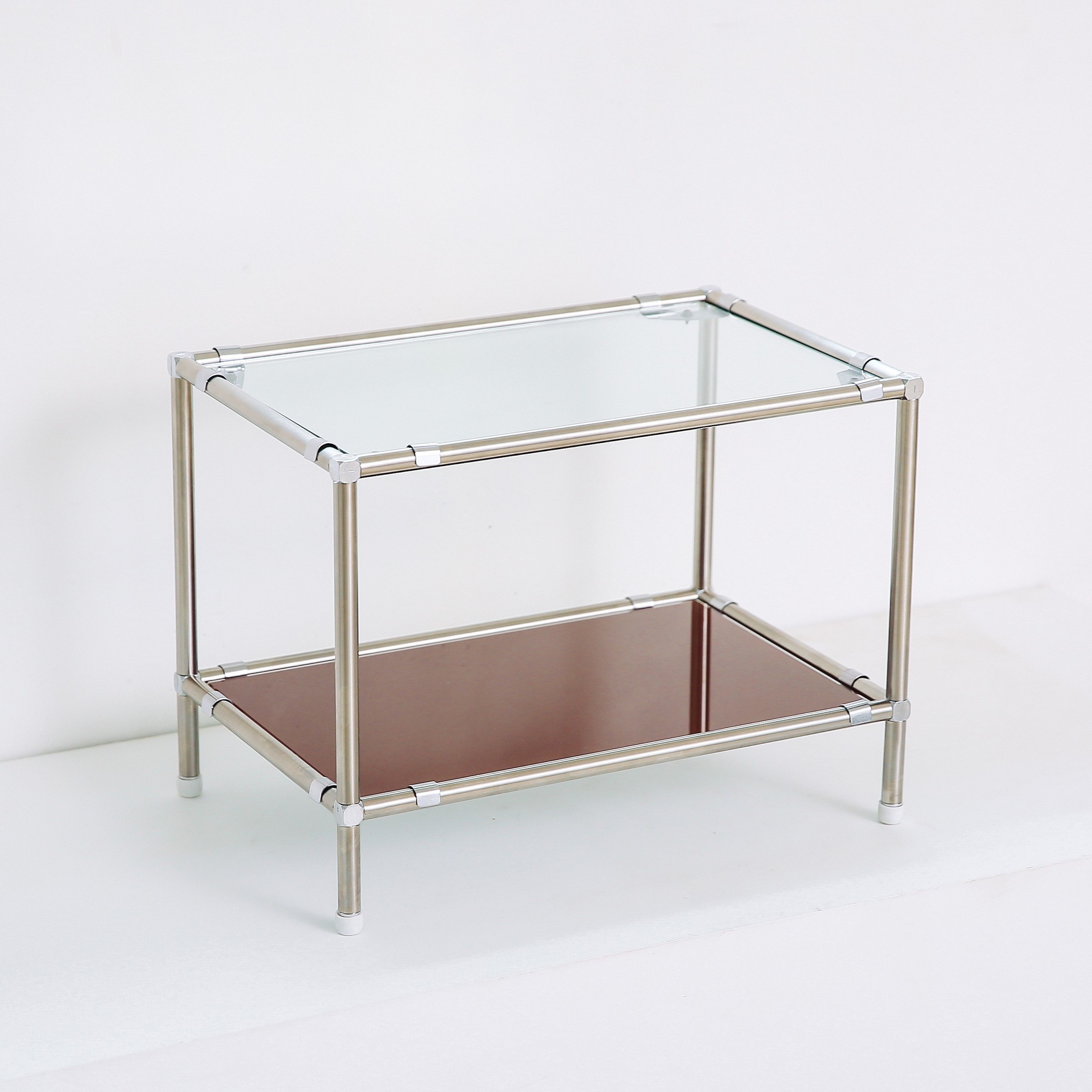 yeyecompany 2段 モジュール ガラス ラック 005 ミニ シルバー 透明