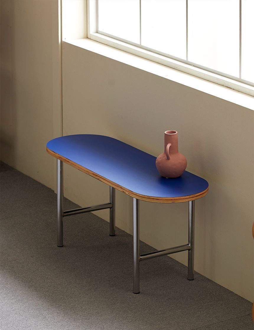 16piece MID-CENTURY 楕円形 ダイニングベンチ［6色］ シルバー ブルー