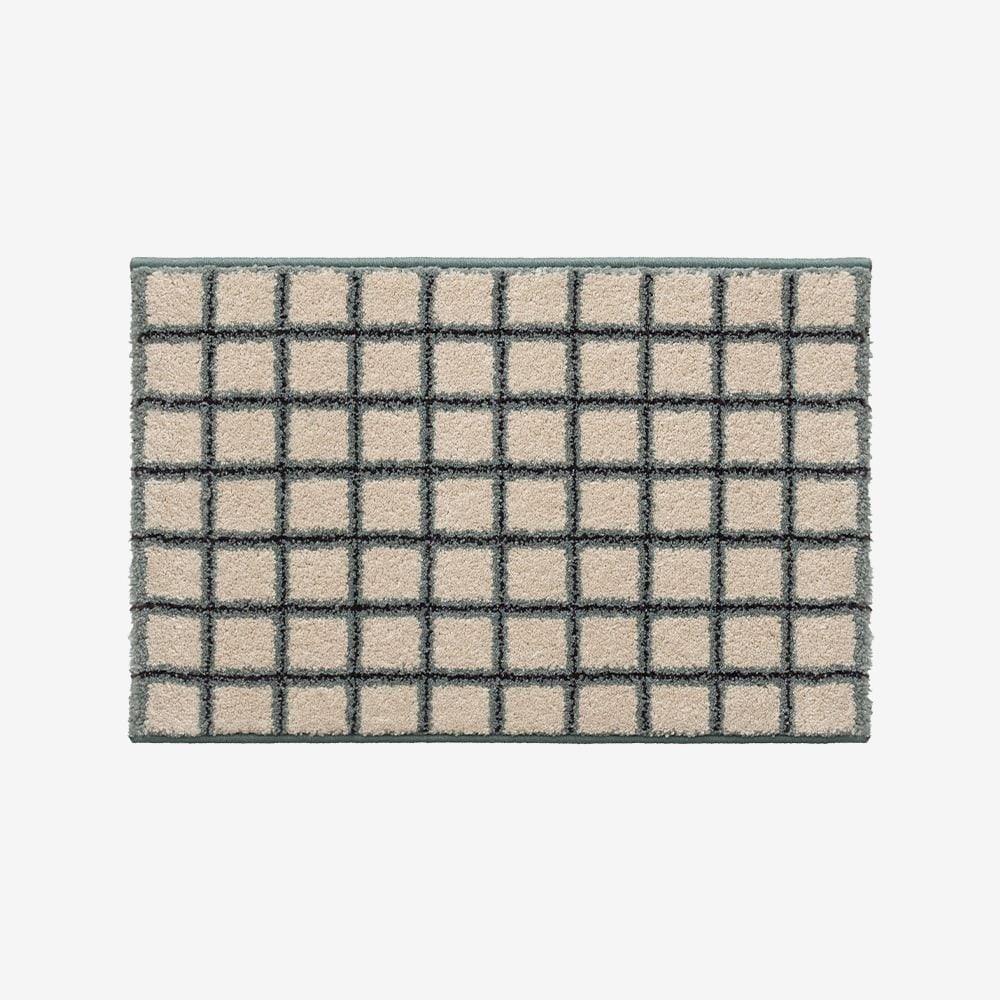 Ritten Chalk grid 玄関マット Mint chocolate 40x60cm グリーン 合成