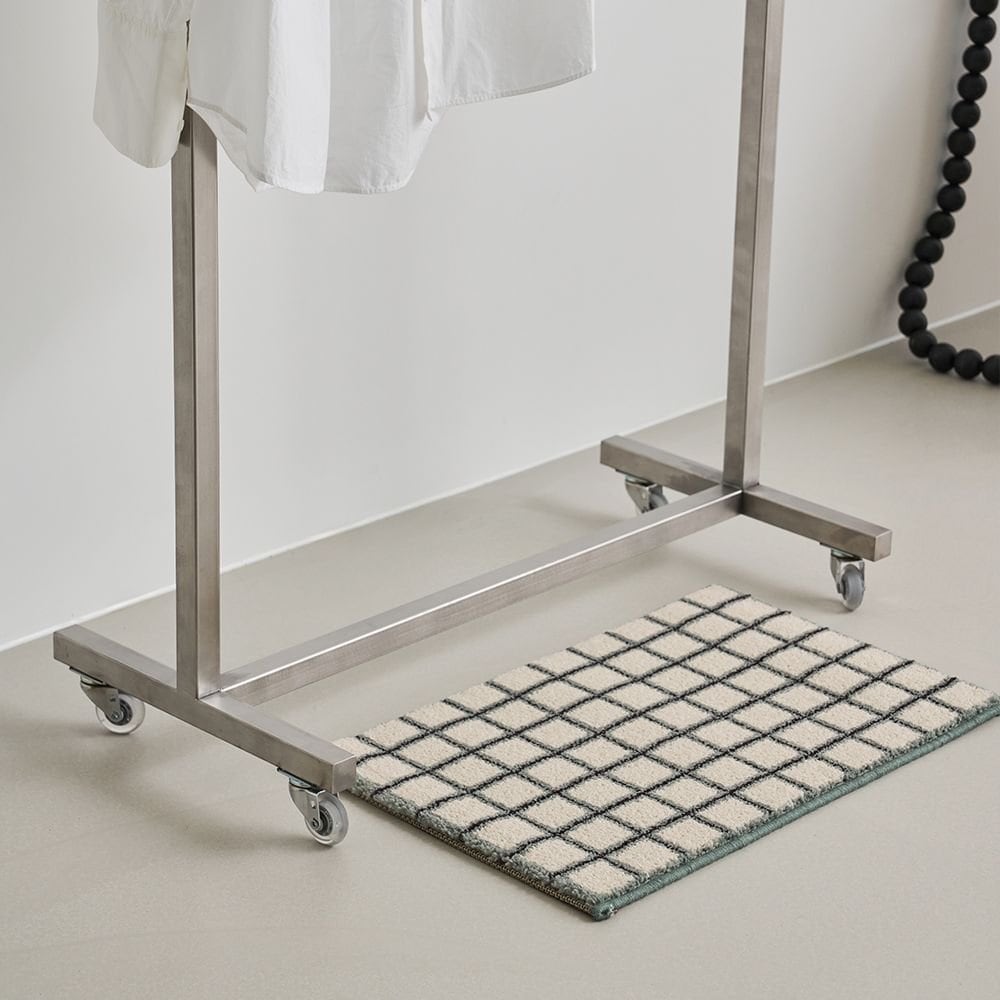 Ritten Chalk grid 玄関マット Mint chocolate 40x60cm グリーン 合成